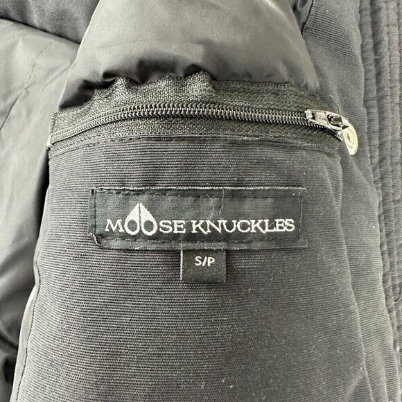 Moose Knuckles Black Down with Fur Jacket Women's Size S - Picture 10 of 16